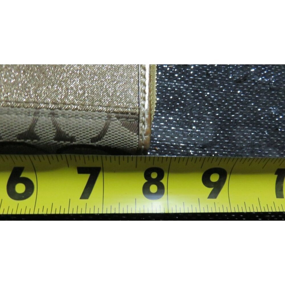 Coach Signature C Canvas Leather Glitter Zip Around & Snap Closure Long Wallet - Picture 11 of 12